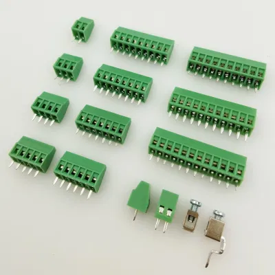 Morsettiera per circuito stampato verde a vite con passo da 2,54 mm-7,62 mm corrente 10 A.