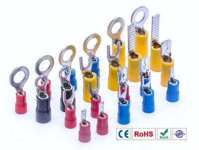  Terminali a crimpare con connettore elettrico in rame in ottone/perno elettrico/lama/tubo/femmina/maschio/forcella Ghiere di testa per cavi estremità cavo con aletta anello pre-isolato Terminali