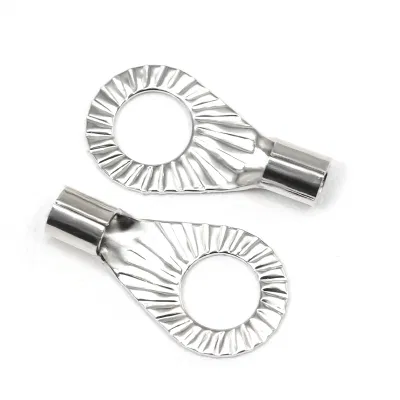  Terminali ad anello in rame 10516-20 20PZ. 10AWG, 5/16 e rdquor; con foro ad anello, terminali ad anello a crimpare con placcatura in nichel lucido e connettori morbidi rossi e neri 20PZ