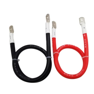 2 terminali in rame ad anello con cavo di collegamento 8 AWG SC 6 AWG