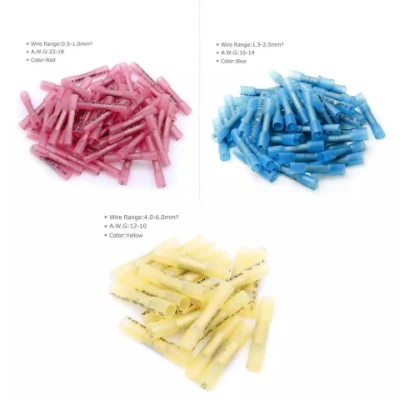  Connettori elettrici termorestringente isolati terminali a crimpare assortiti con testa ad anello Kit Rosso giallo Blu