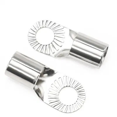  Terminali ad anello in rame da 10 AWG Edge Rt038-10, 3/8 e rdquor; con foro ad anello, terminali ad anello a crimpare con placcatura in nichel lucido con protezioni morbide DA 10 PEZZI rosse e nere