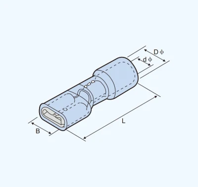 Terminale a crimpare elettrico isolato femmina Fdfd2-250 per connettori wring da 1.5-2,5 mm2 Connettore del cavo blu a forcella