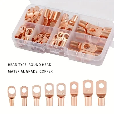 Anello connettore a filo 60PCS SC6-25 connettori in rame stagnato nudo Scatola kit di connettori per terminali a crimpare elettrici per cavi