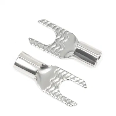  Terminali 20 a forcella in rame 10AWG 20 PZ, apertura n. 8, terminali ad anello a crimpare con placcatura in nichel lucido, con protezioni morbide rosse e nere 20 PZ