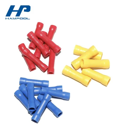 Connettori a crimpare con giunzione di testa Hampol, misura 22 AWG (rosso) 16 AWG (blu) Connettori terminali con filo diritto isolati in PVC da 12 AWG (giallo)