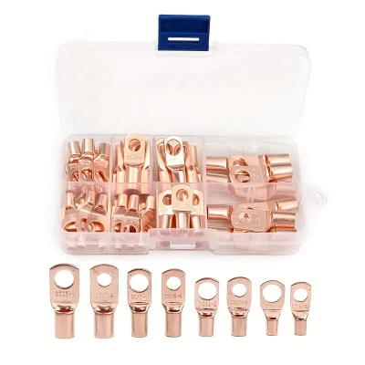 Anello connettore a filo 60PCS SC6-25 connettori in rame stagnato nudo Scatola kit di connettori per terminali a crimpare elettrici per cavi