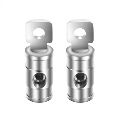  Terminali ad anello in ottone con vite di fermo per calibro Edge Hr4p 4 connettori per batterie con coperchi in silicone rosso/nero, finitura cromata satinata di grado marino, coppia