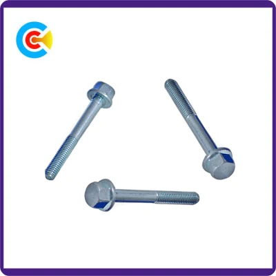  DIN/ANSI/BS/JIS acciaio al carbonio/acciaio inox testa esagonale asta flangiata viti per mobili allungate