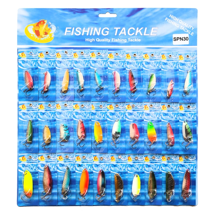 Fishing Spoons Metal Lures, 30PCS Colorful Casting Fishing Spinner Baits Trout Trolling Spoon Fishing Lures Sharp Treble Hooks Tackle Kit