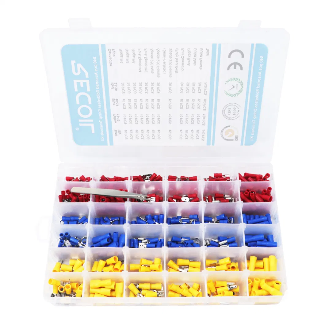 Edge Sctk540 540PCS Crimp Terminal Assortment Kits, 22-16/16-14/12-10gauge Mixed Insulated Electrical Automotive Solderless Wire Crimp Terminals