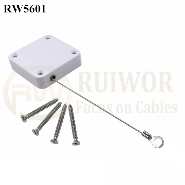 Square Heavy Duty Retractable Cable with Ring Terminal Inner Hole Option 3mm 4mm 5mm