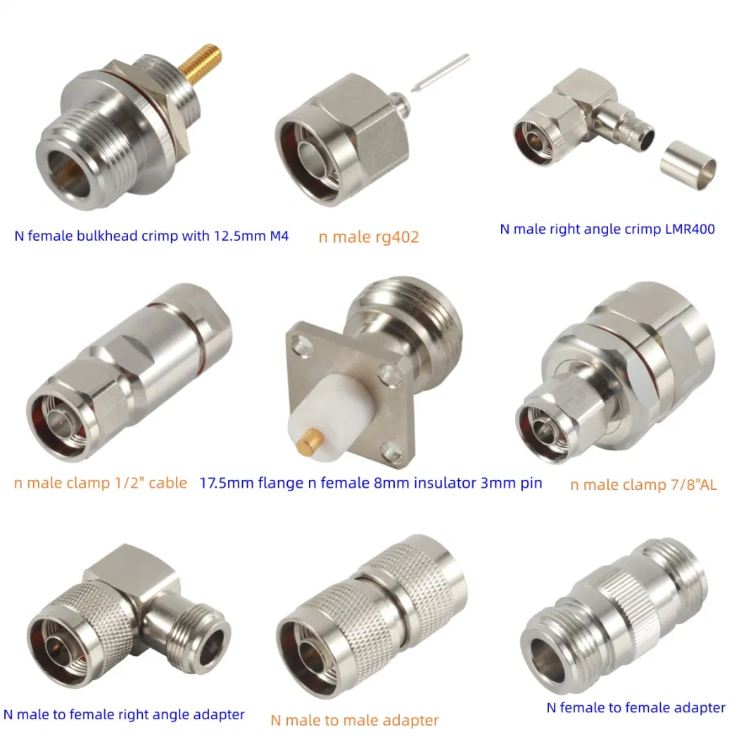 50ohm Rg58 Cable Rubber Ring N Type Male Right Angle Crimp RF Coaxial Plug Connector Terminals