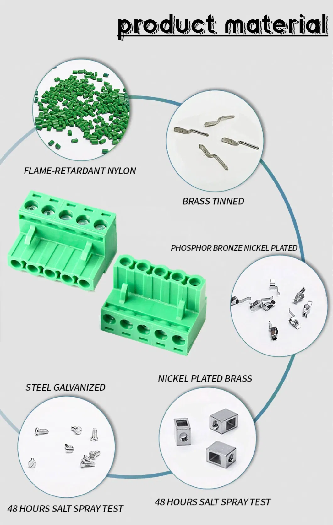 Common Ued 4 Pin 5mm Pitch Male PCB Mount Screw Type Terminal Block Green Color 300V 10A