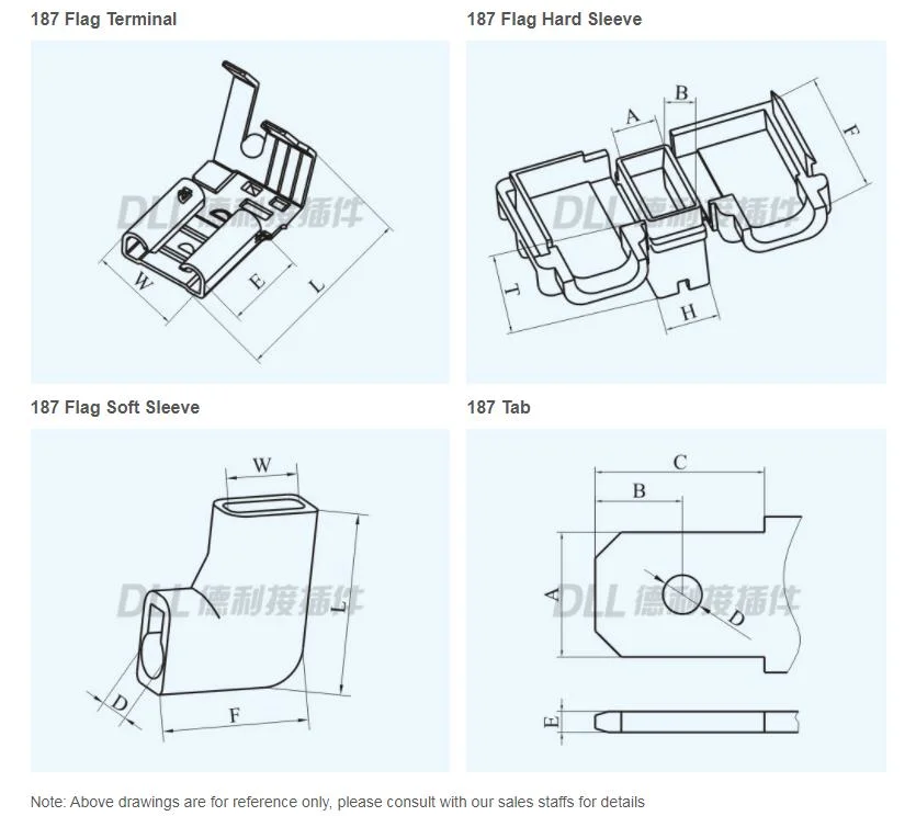 Brass Terminal 187 Flag Terminal Connectors Self-Locking Insert Spring Crimp Terminal