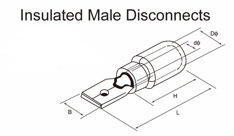 Male and Female Terminal Blocks Flat Connector Cable Lugs for Copper Conductor PVC Plastic Ring End