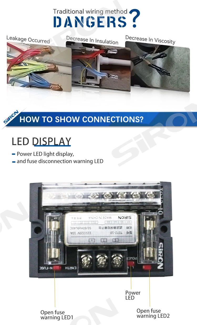 Siron Special Design for AC Control Circuit 3in1 Function LED Warning Power Supply Filter Terminal Block