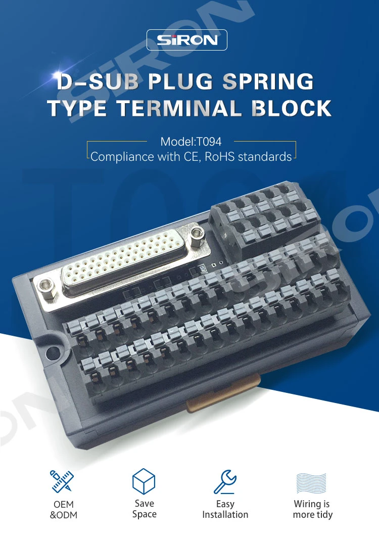 Siron T094 D-SUB Female Head 44-Pin Panel Mount Connector Terminal Block Board