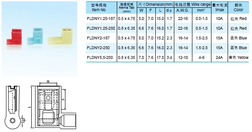 Professional Manufacturer Nylon Flag Disconnect Solderless Terminals CE RoHS Fldny2-187