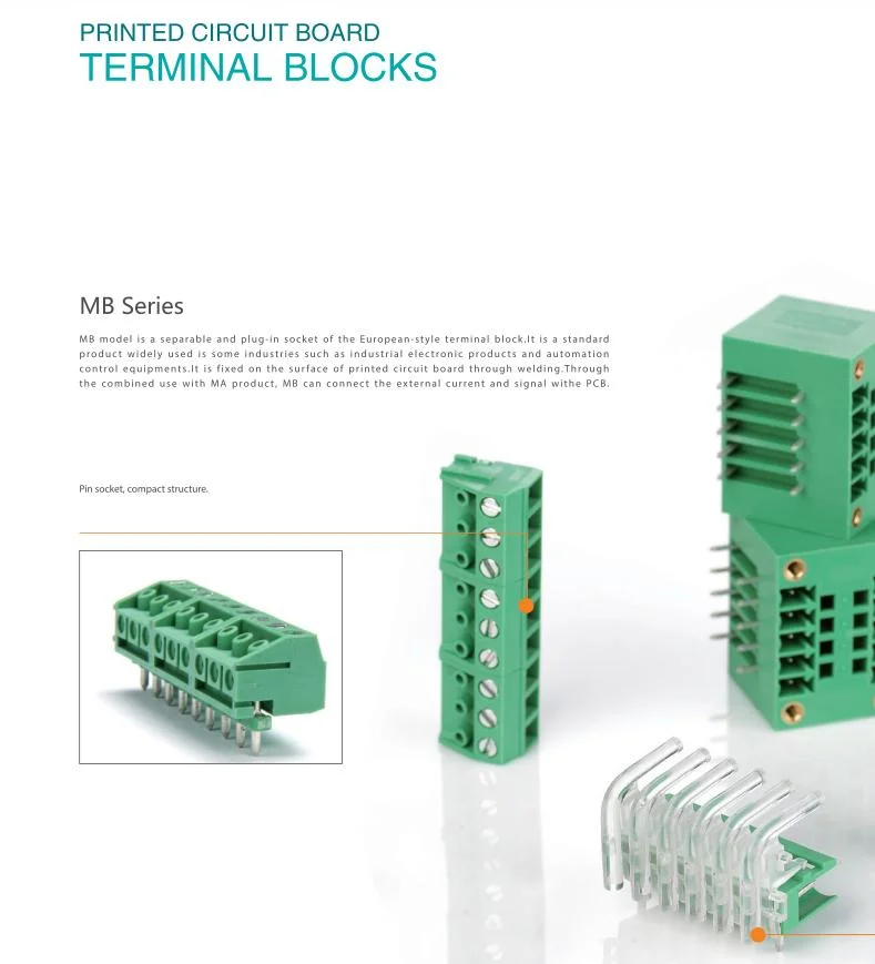 European Pluggable Terminal Blocks PCB Terminal Blocks Male Plug MB1.5hvf3.81