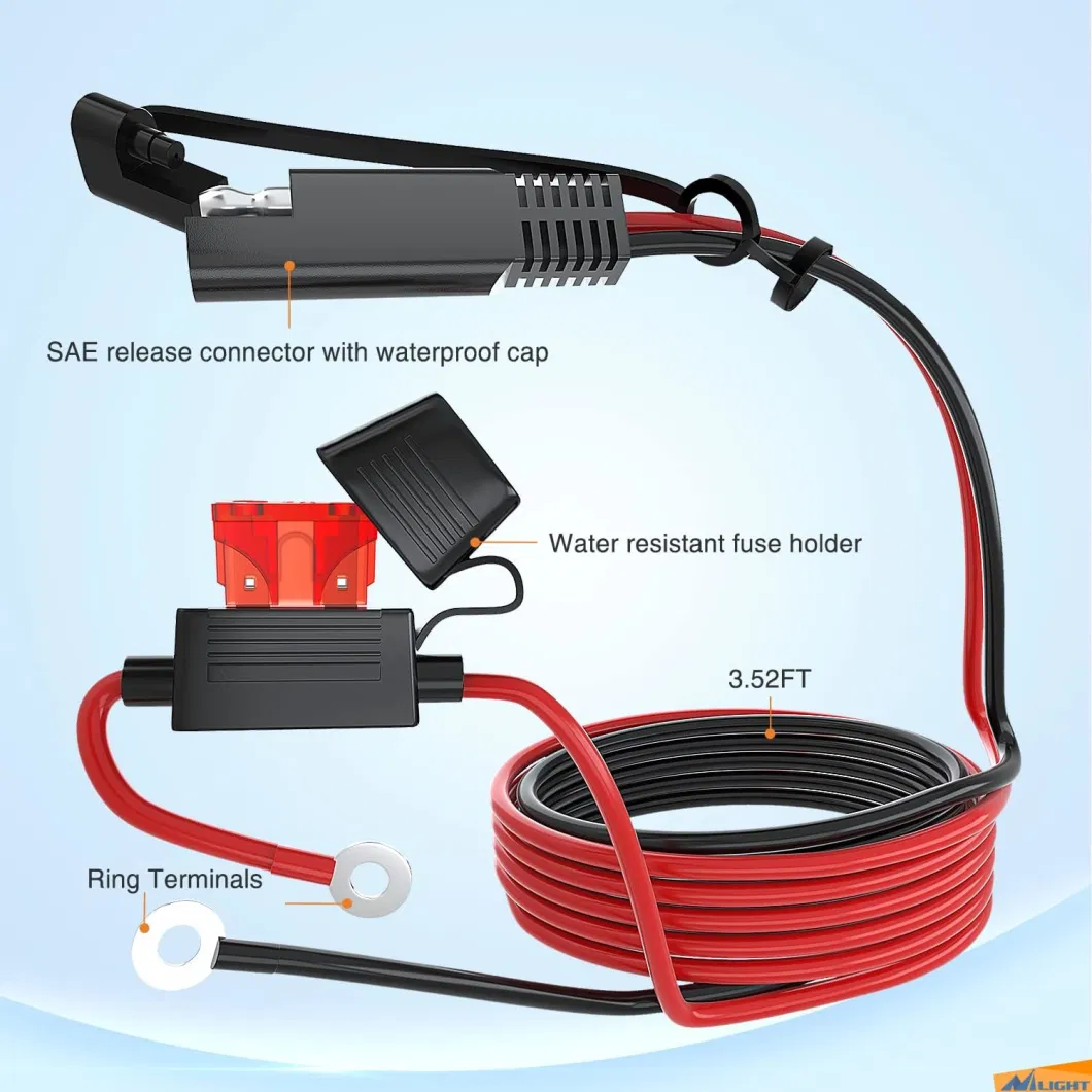 Waterproof Motorcycle USB Charger 3.1AMP Quick Charge SAE to USB Charger Adapter O Ring Terminal Cable Harness with Fuse Handlebar Charger for Mobile Devices