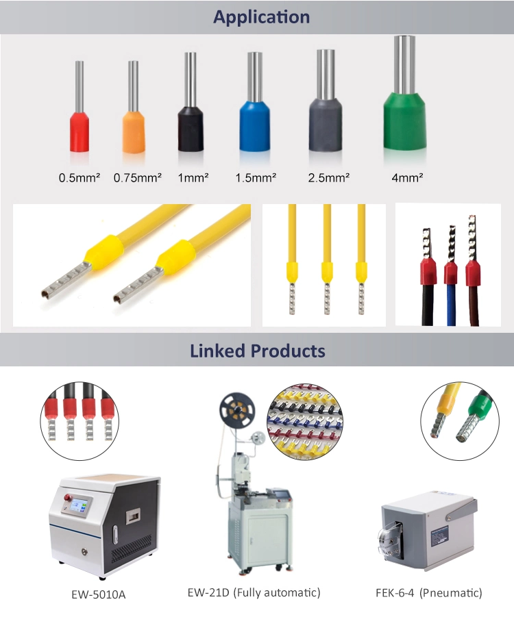 Hot Sale Insulated Cord End Terminal E7508, Copper Tube Wire Ferrules Ve Type Eyelet Terminal Connector