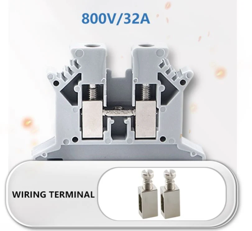 Screw Connect Clamp Wire Distribution Terminal Block on DIN Rail Mount Copper Busbar Through Panel Terminal Strip Block