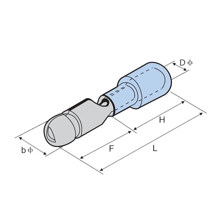 Insulated Bullet Shaped Female Male Insulating Joint Copper Cable Lug Crimp Terminal/ Connectors Insulated Cord Pin End