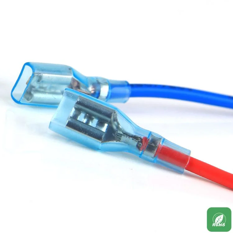 4.8mm, 6.3mm RoHS Plastic Female Spade Crimp Terminals Wire Connector PVC Sleeve