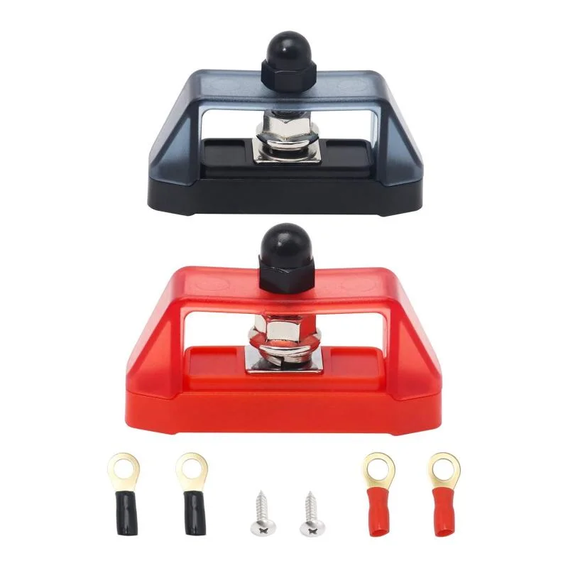 Marine Boat RV 300V AC/ 48V DC 150A Power Distribution Block with Ring Terminals Pair Single M8 Studs Bus Bar