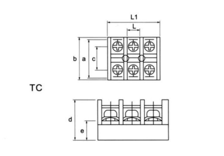 Tc PCB Barrier Strip Fixed Type Terminal Blocks Screw Mounted DIN Rail 2.5mm Splitter Connector