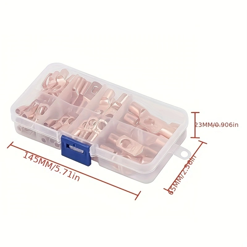60PCS Wire Lug Connector Ring Sc6-25 Tinned Copper Connectors Bare Cable Electric Crimp Terminal Connector Kit Box
