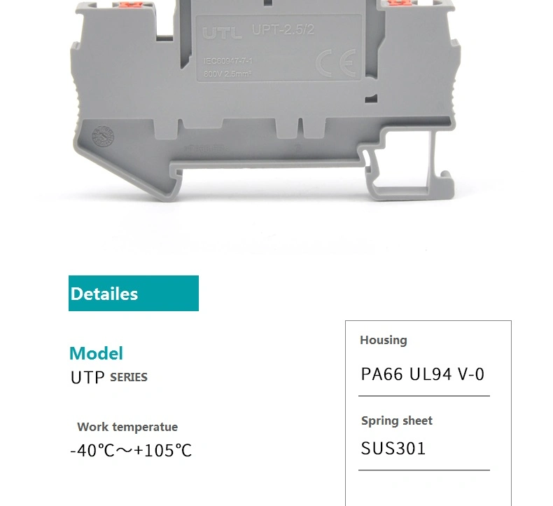 2.5mm2 Sttb 2, 5 Ptfix Equallent Feed-Through Plug-in Connection Terminal Block