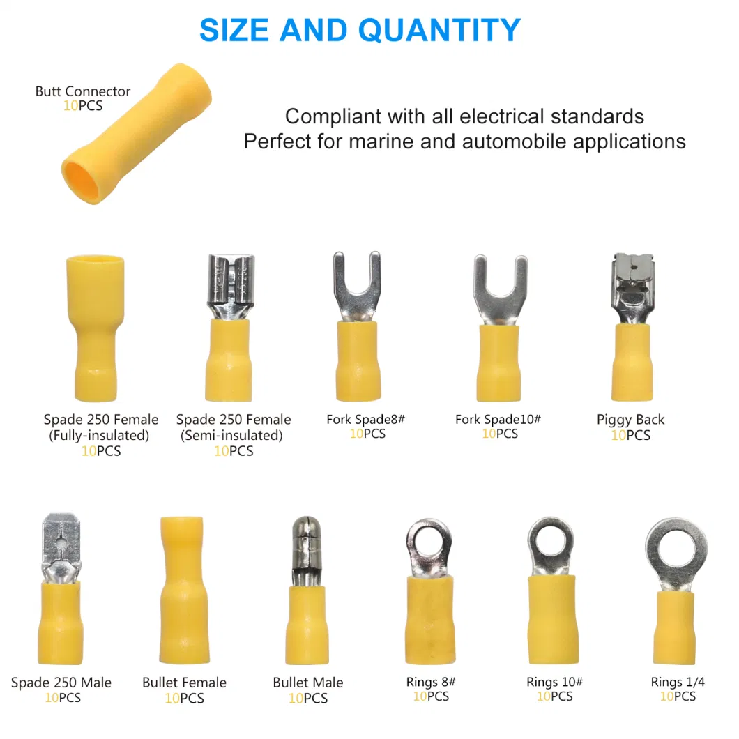 Edge Sctk540 540PCS Crimp Terminal Assortment Kits, 22-16/16-14/12-10gauge Mixed Insulated Electrical Automotive Solderless Wire Crimp Terminals