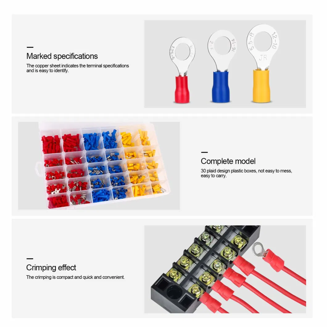 Hampool Cable Terminal Connector Wire Terminal Connector Electrical Crimp Ring Insulated Terminal