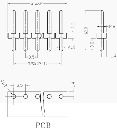 PCB Screw Terminal Block (XY331V-3.5, XY331R-3.5) Pinheader Vertical and Right Angle