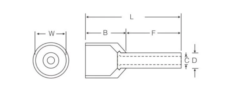 Te Type Insulated Cold End Terminal Crewel Copper Tube Terminal