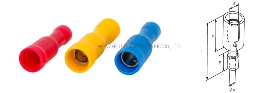 Bullet Shaped Female Insulation Joint Electrical Crimp Terminal Wire Connector AWG22-16 Frd