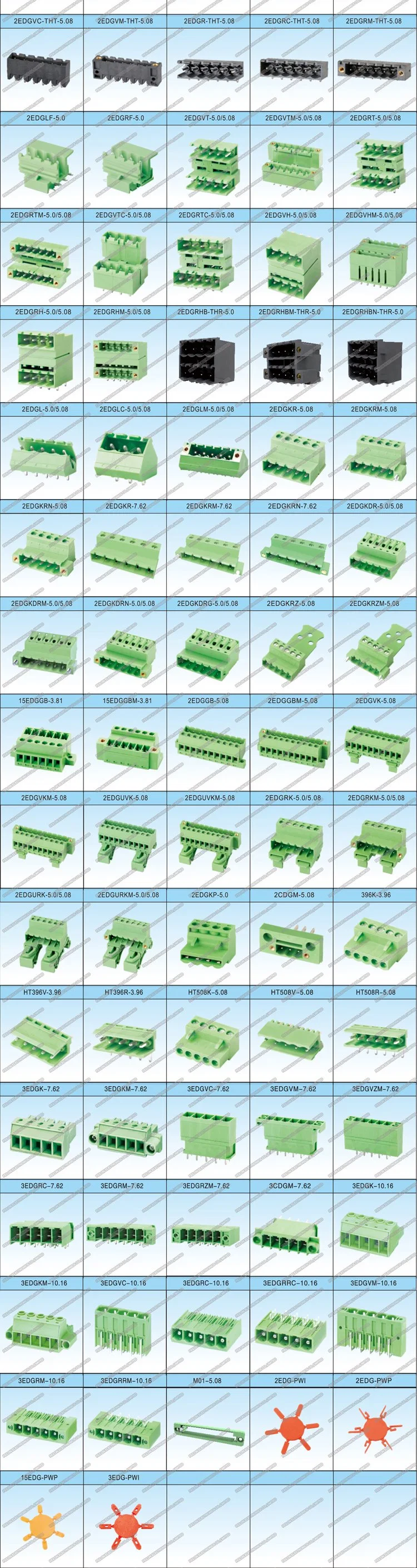 Vertical Pin Header 15edgvc-2.5 Pluggable Female Terminal Block 2.5mm Pitch Green Color Soldering Wire to Board Terminal Connector