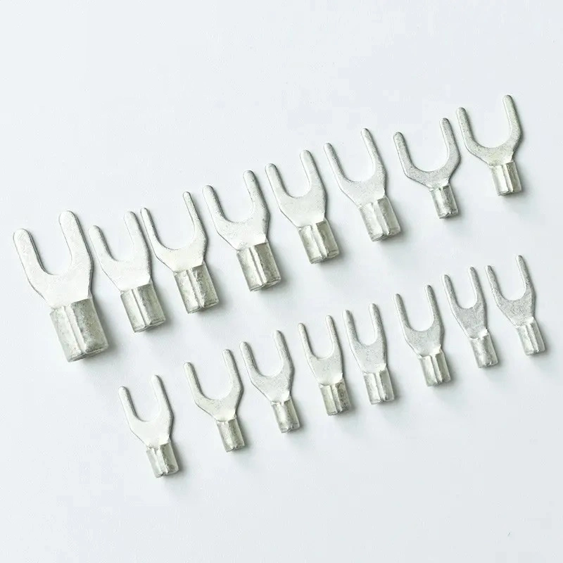 5.5-8 Uninsulated Quick Disconnect Male Fork Joint Connectors Crimp Copper Naked Y U Spade Type Terminal