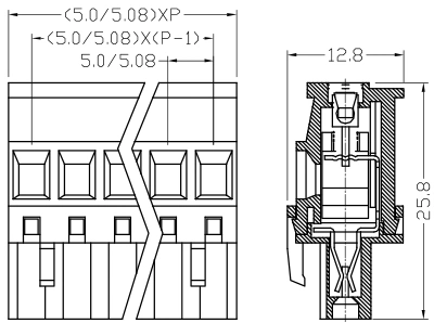 PCB Pluggable Terminal Block Vertical (straight) Type 5.0mm/5.08mm