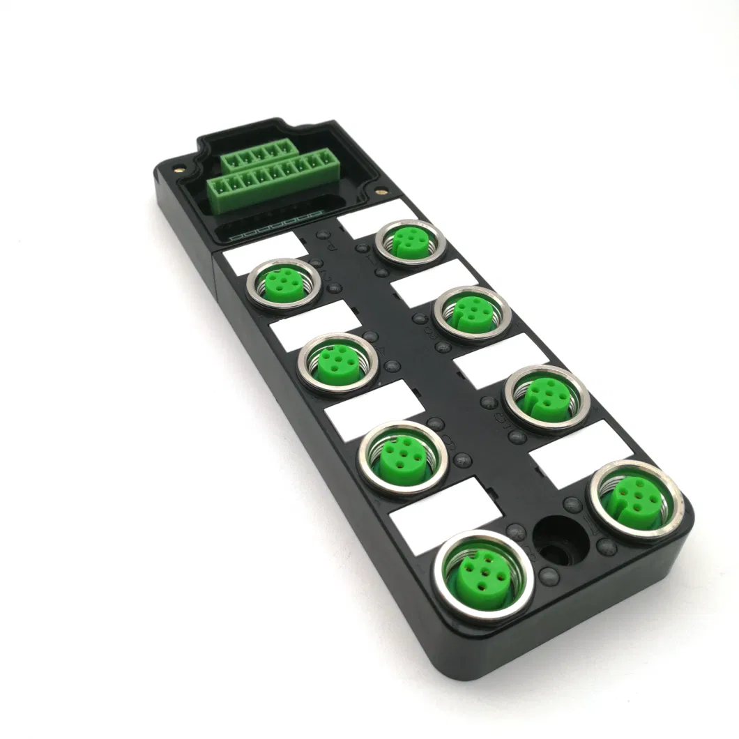 M12 8-Way Distribution Block Junction Boxes with PCB Terminals Without LED