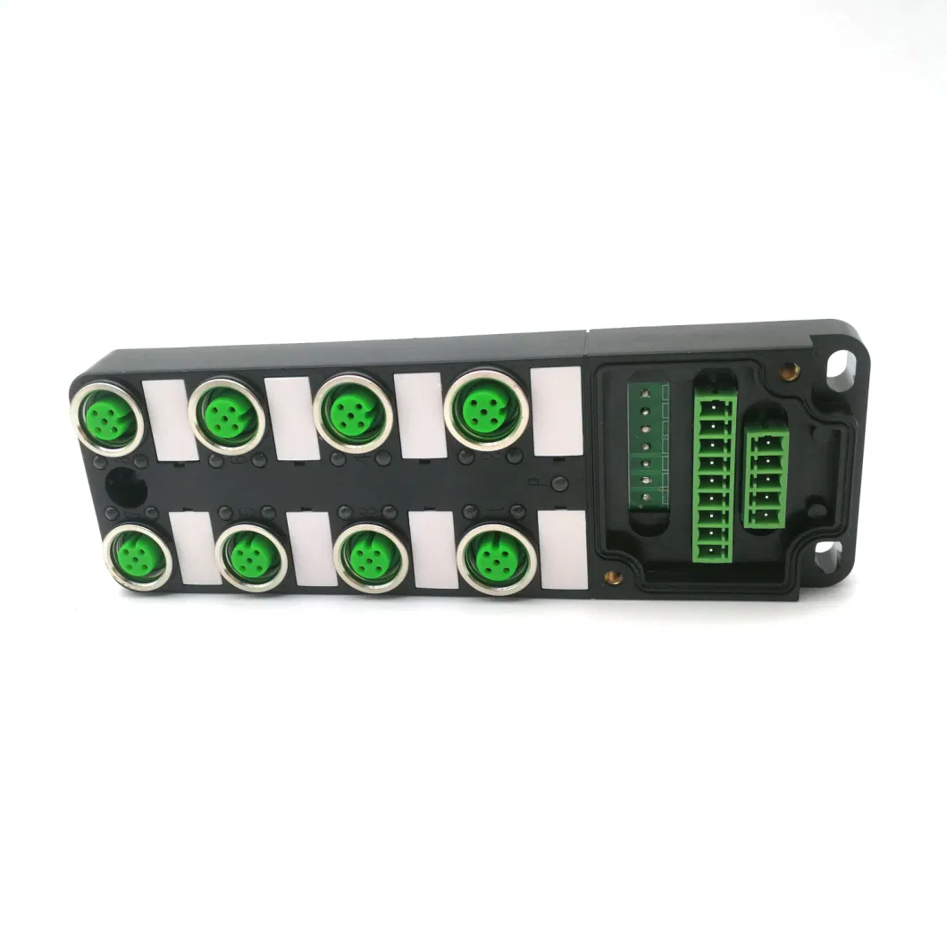M12 8-Way Distribution Block Junction Boxes with PCB Terminals Without LED