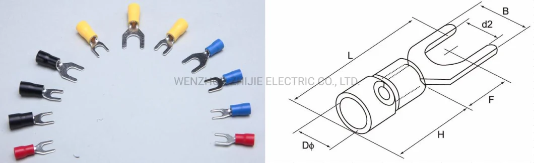 Black Fork Insulated Termianals U Type Spade Lug Wire Connectors