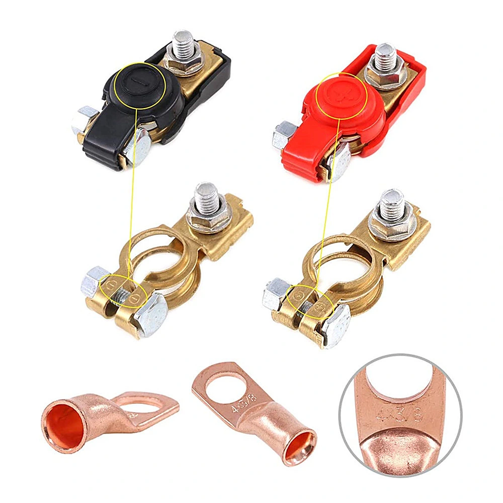 Pure Copper Battery Terminal Connector for Car Truck Heavy Duty Copper Ring Terminating Kit Battery Clamp Sets