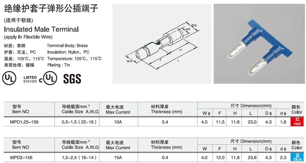 Male Bullet Pre-Insulated Terminals