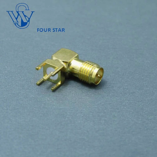 Electrical Waterproof RP SMA Female Right Angle RF Coaxial Connector Terminals for PCB Mount