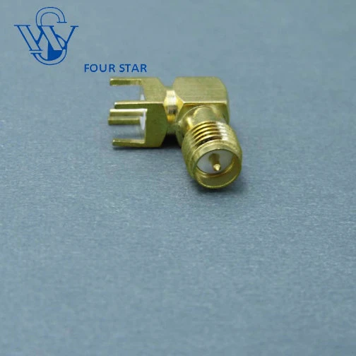 Electrical Waterproof RP SMA Female Right Angle RF Coaxial Connector Terminals for PCB Mount