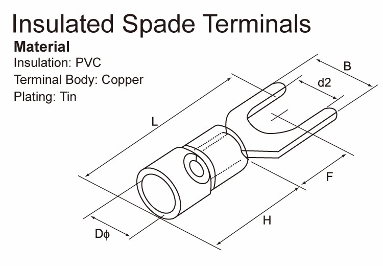 Fork Type Cooper Insulated Spade Terminals for Automotive