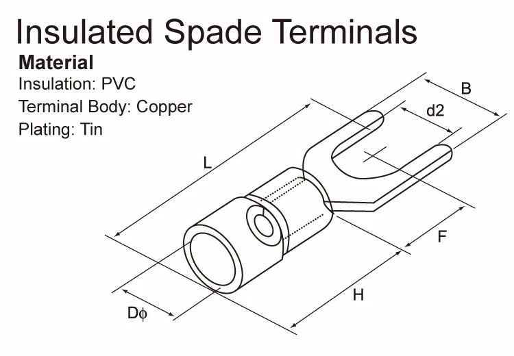 Sv Series Copper Fork Insulated Electrical Wire Crimp Terminals Spade Terminals